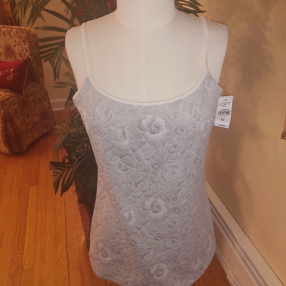 Loft Outlet Floral Grey tank top - Picture 1 of 6